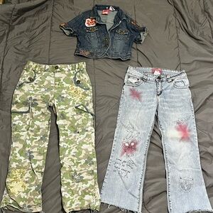 Zoey 101 Y2K Nickelodeon Bundle Of 3 Pieces Denim Cargo Camouflage 14/16